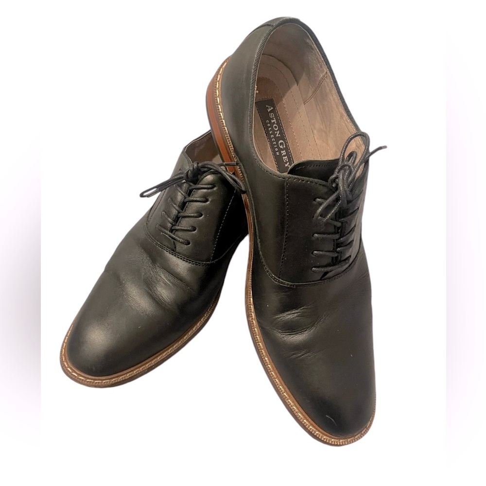 Men’s Aston Gray Black Leather Shoes